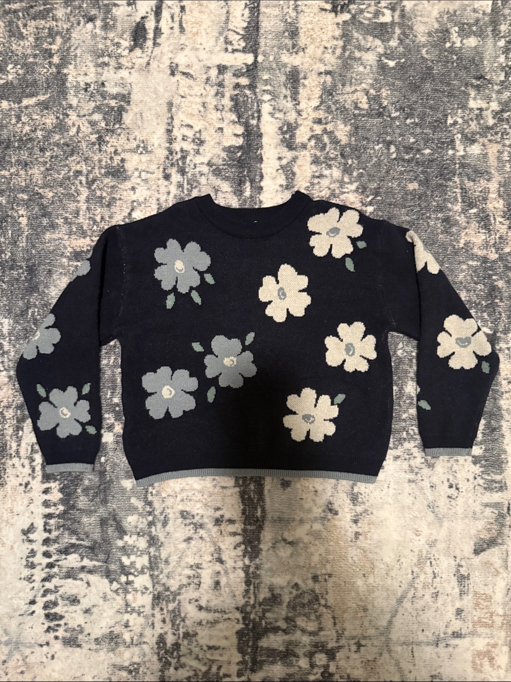 Girls 5T MAYORAL Navy Floral Crewneck Sweater